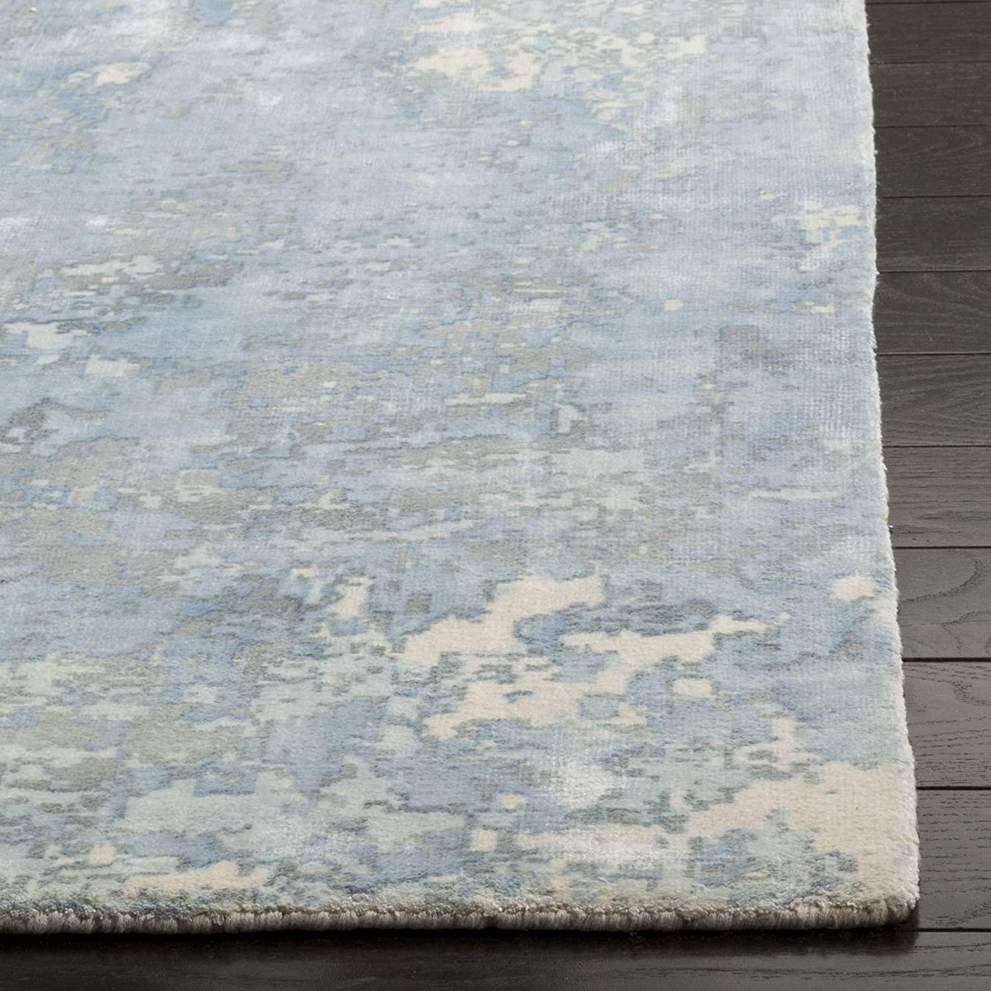 Mirage Collection MIR411A Handmade Modern Abstract Viscose Area Rug Aqua