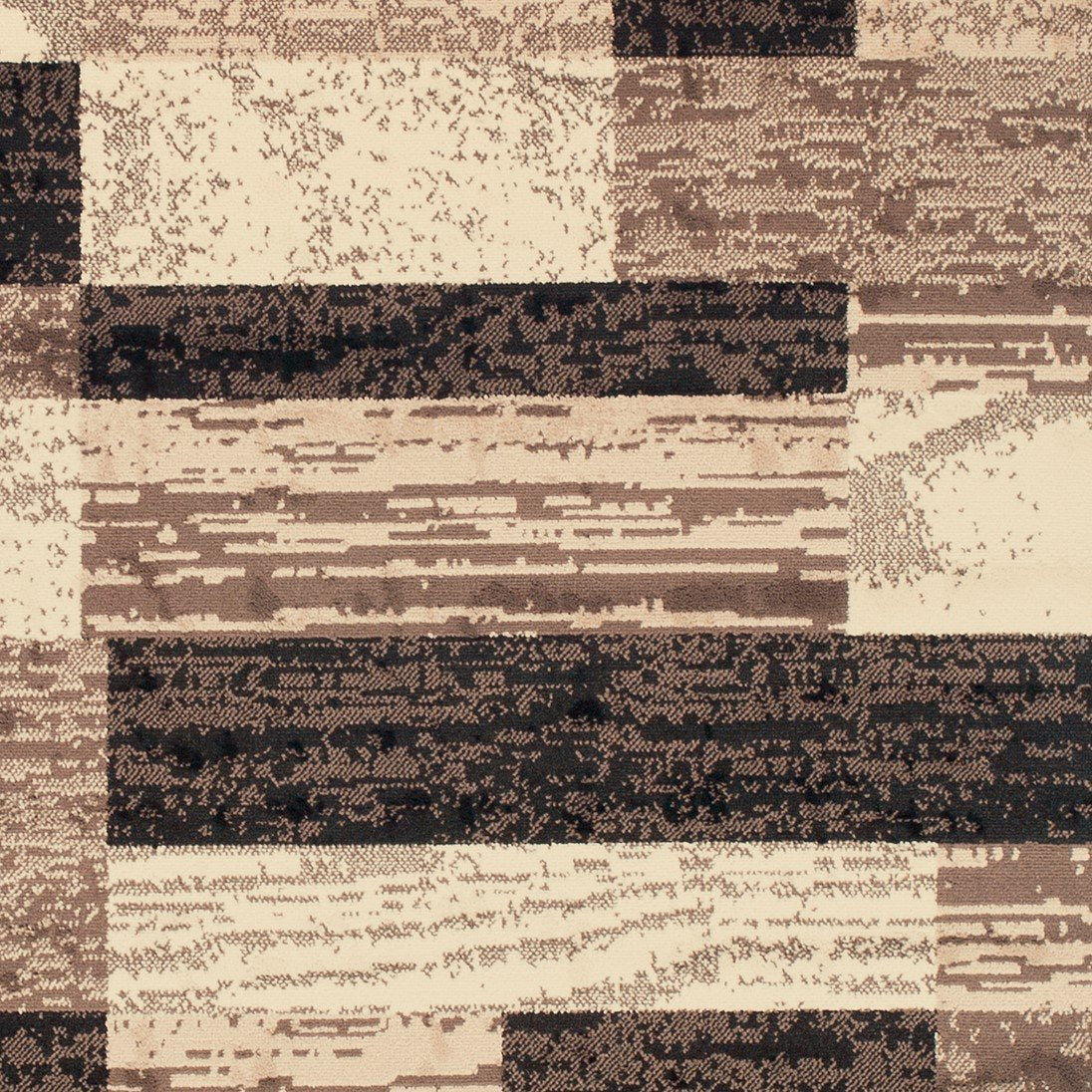 Geometric Brick Design Chocolate Brown Area Rug