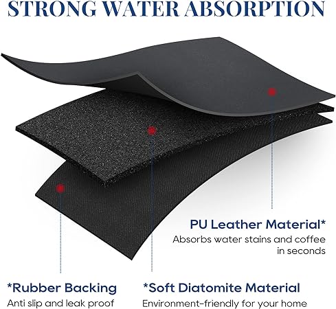 Absorbent Washable Coffee Mat, Espresso Machine Dish Rack - Black White Small 11.8"x15.7"