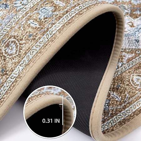 Set of 2 Non Slip Washable Absorbent Cushioned Floor Mats 17x32 + 17x48 inches, Black Gray