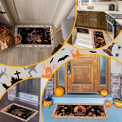 Halloween Rugs Witch Skeleton Pumpkin Rug, 7 x 29 Inch, 17 x 47 Inch (Classic Style)