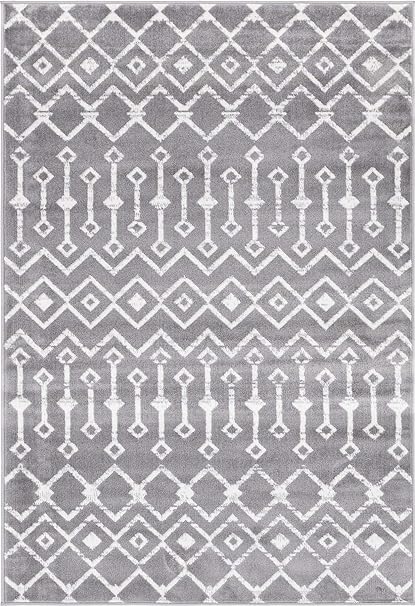 Geometric Kasbah Trellis Collection Rug – 2' X 10' Runner Beige Low Pile Rug