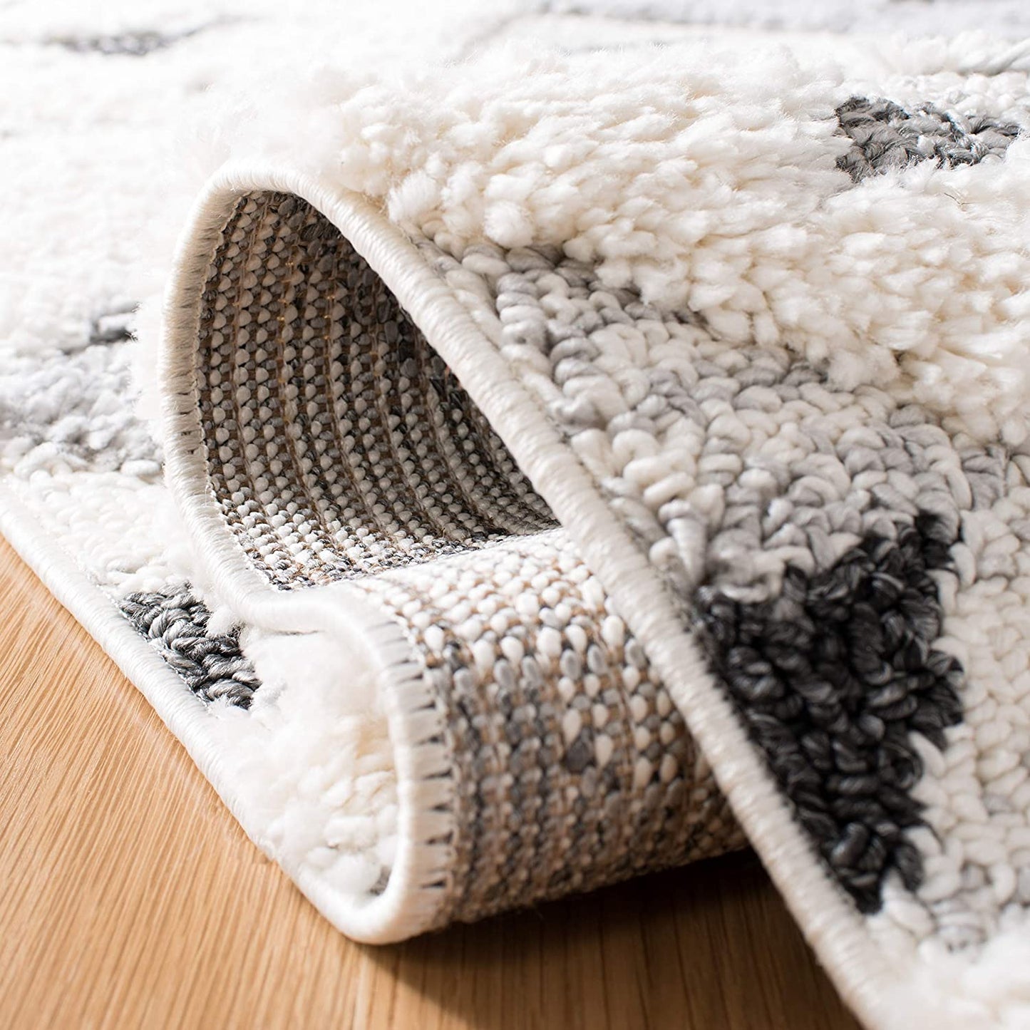 Moroccan Tassel Shag shag Area Rug Ivory / Grey