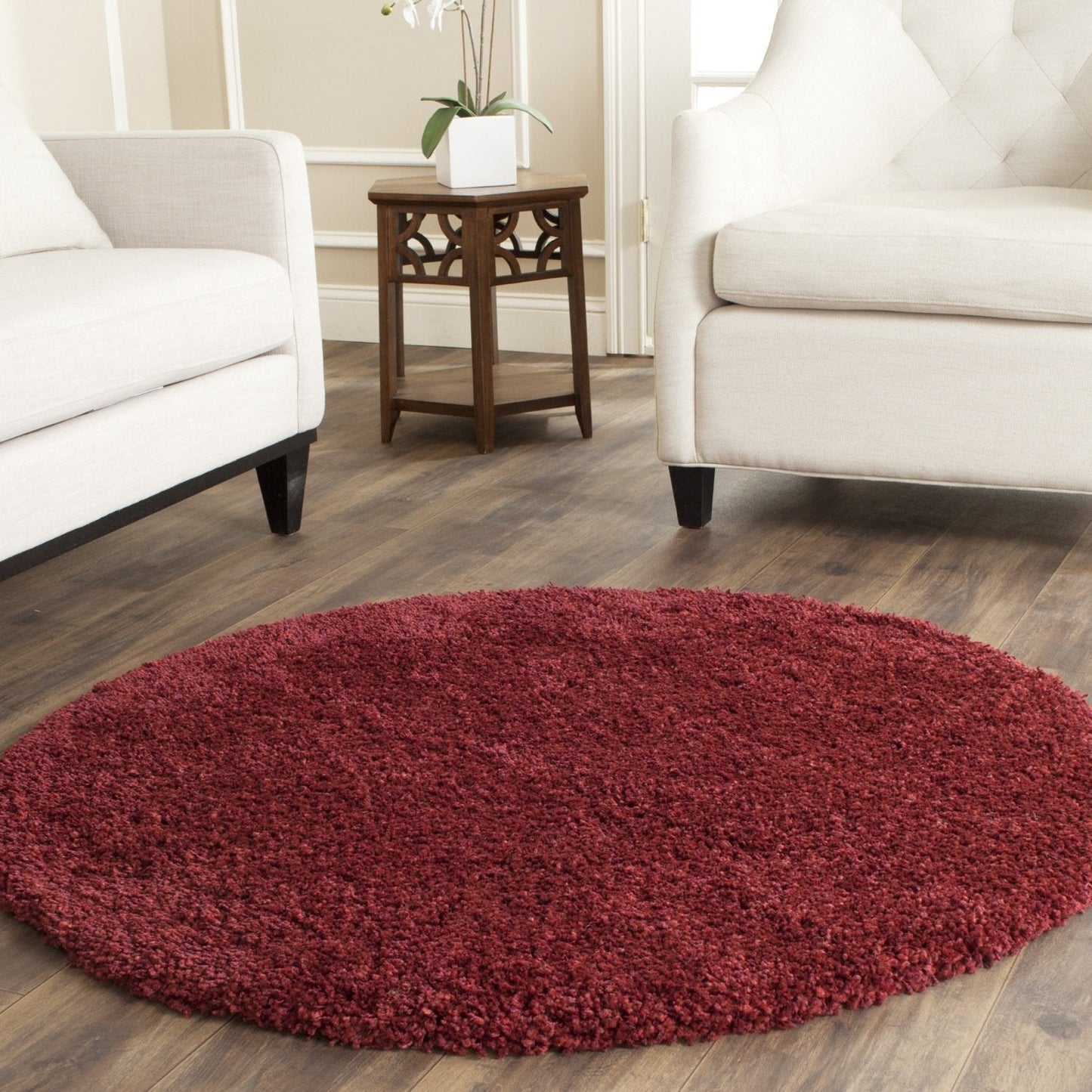 Cozy Soft Thick Maroon Shag Area Rug 2-inch Pile Height