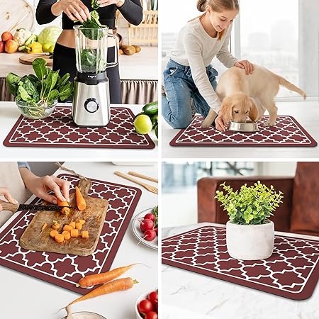 Dish Drying Mat Super Absorbent Drying Mat Large Dish Drying Mats for Kitchen Counter Easy clean Dish Mat Kitchen Drying Mat 15"x 18" Black