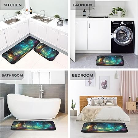 Fairy ForesT Cushioned Anti Fatigue Non Slip Waterproof Kitchen Mats, 19.7"×27.6"+19.7"×47.2"
