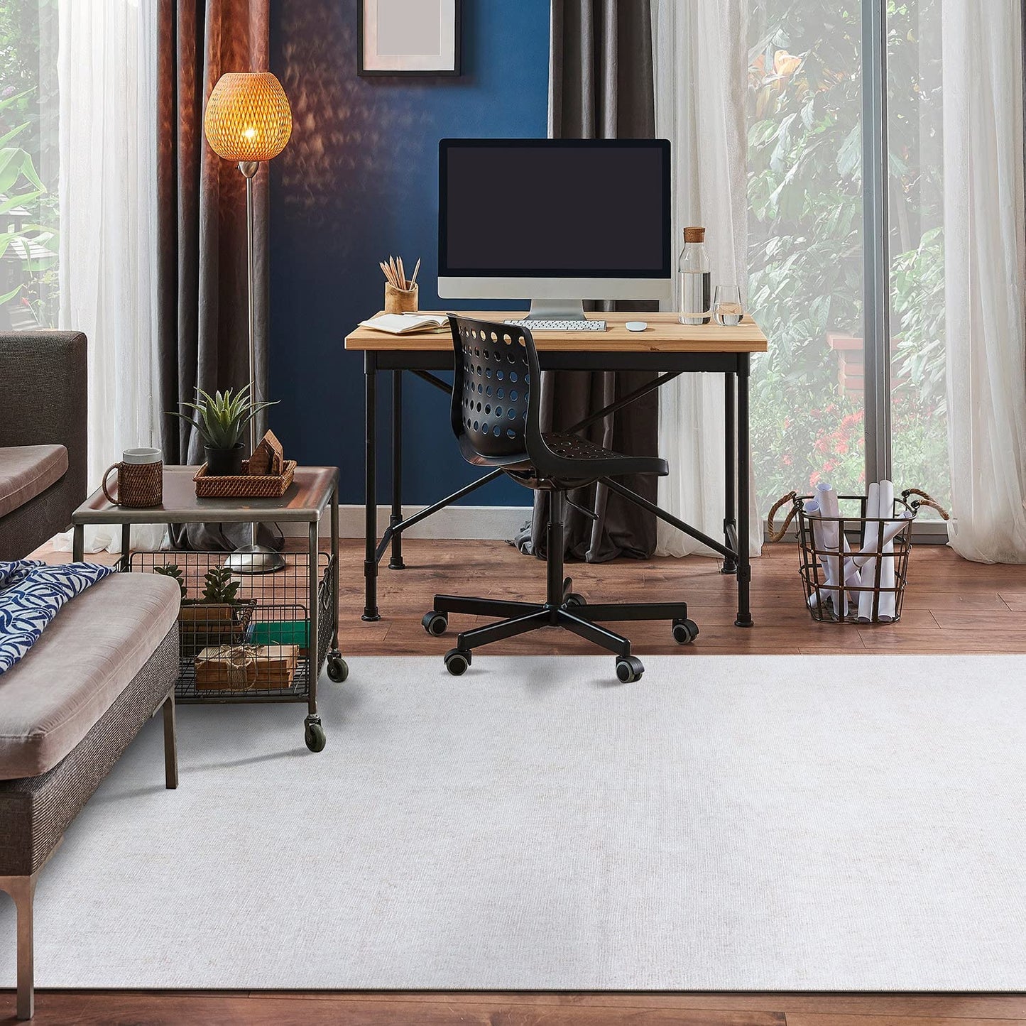 Contemporary Solid Stain Resistant Flat Weave Eco Friendly Premium Recycled Machine Washable Area Rug 10'x14' Cream