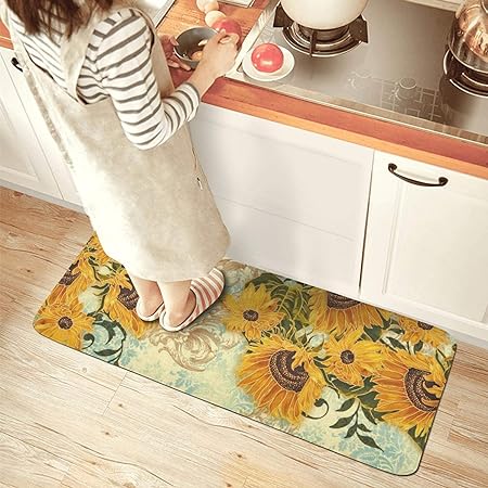 Farting Colorful Mexican Sugar Skull Kitchen Mat Comfort Rugs Non-Slip Kitchen Rug