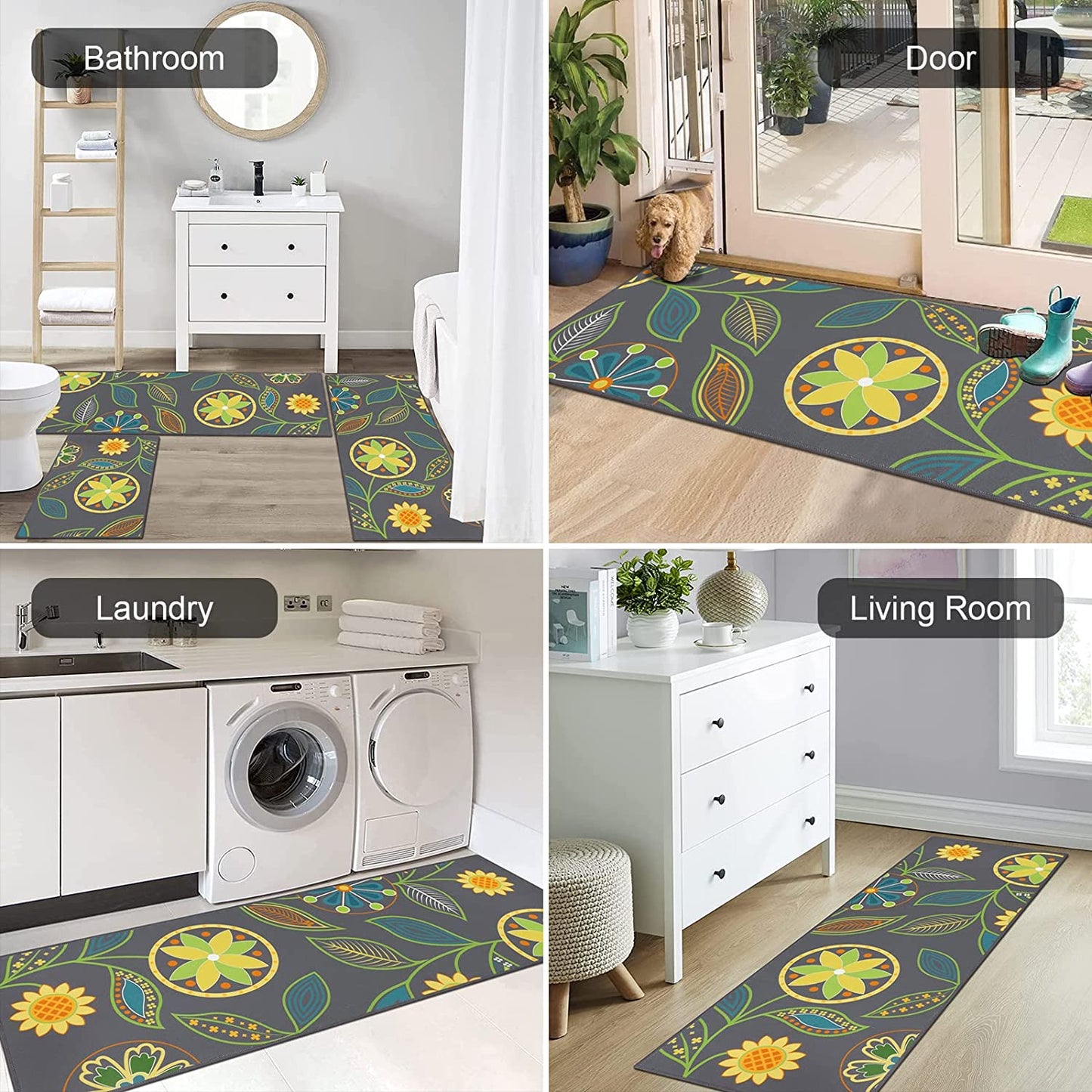 Boho Sets 3 Piece Washable Kitchen Rug
