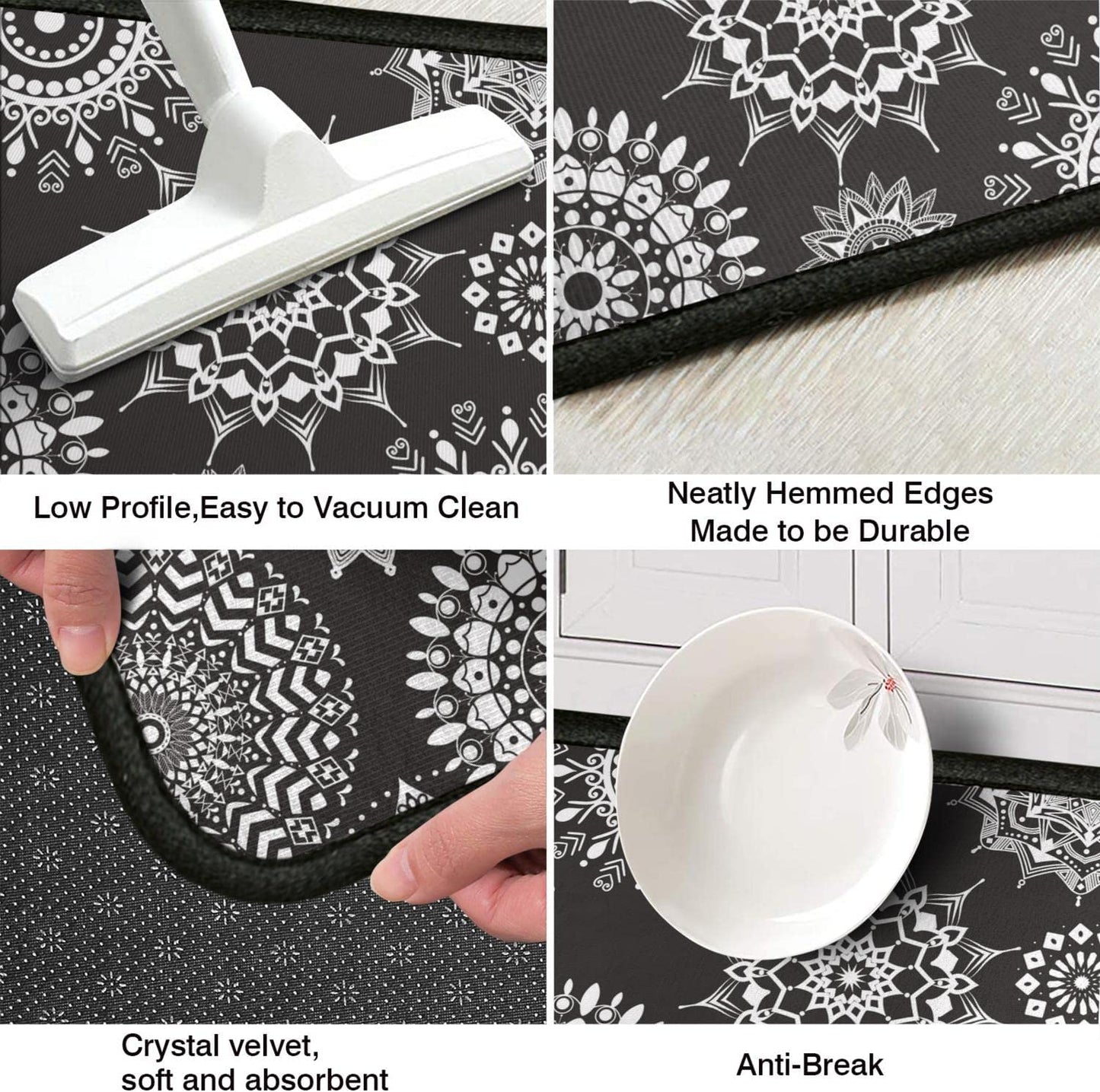 Anti Fatigue Non Slip Waterproof Washable Rug - 17x24+17x48inch Grey