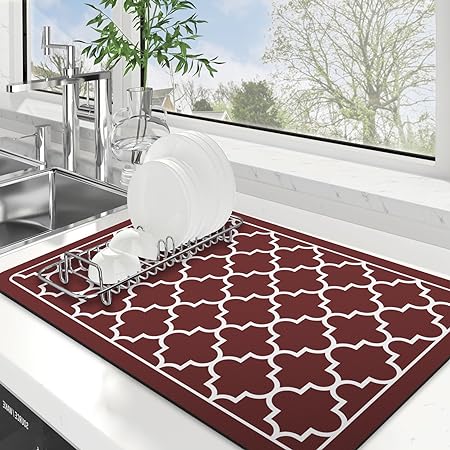 Dish Drying Mat Super Absorbent Drying Mat Large Dish Drying Mats for Kitchen Counter Easy clean Dish Mat Kitchen Drying Mat 15"x 18" Black