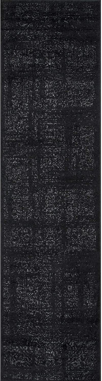 Distressed Vintage Black Soft Area Rug