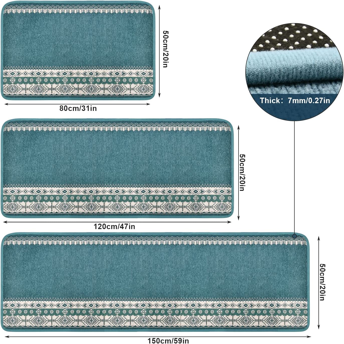 3 Pcs Anti-Fatigue Non-Slip, Non-Skid Standing Mats - 20x32in+20x47in+20x59in