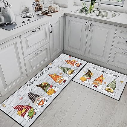 Mid Century Boho Home Kitchen Rugs and Mats Non Skid Washable Set of 2,