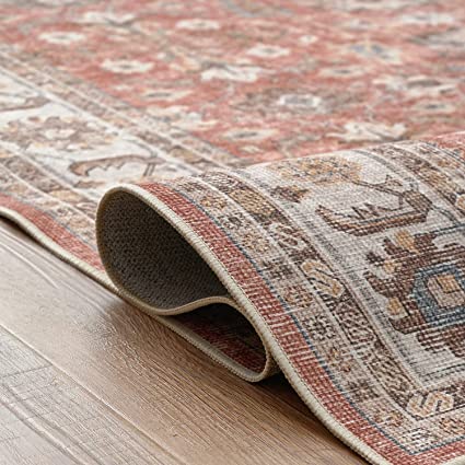 Brick Red Vintage Persian Traditional Area Rug