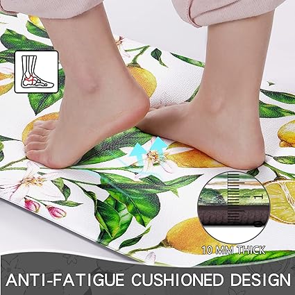 Modern Art Non Slip, Abstract Painting Cushioned Anti Fatigue, Waterproof Kitchen Mats, 18'' x 48'' + 18'' x 30''