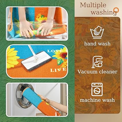 Sets of 2,Washable Non Slip Super Absorbent Kitchen Rugs and Mats, 17x48 Inch+17X24 Inch
