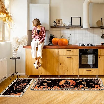 Halloween Rugs Witch Skeleton Pumpkin Rug, 7 x 29 Inch, 17 x 47 Inch (Classic Style)