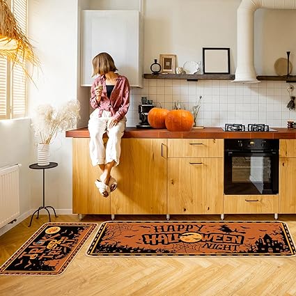 Halloween Rugs Witch Skeleton Pumpkin Rug, 7 x 29 Inch, 17 x 47 Inch (Classic Style)