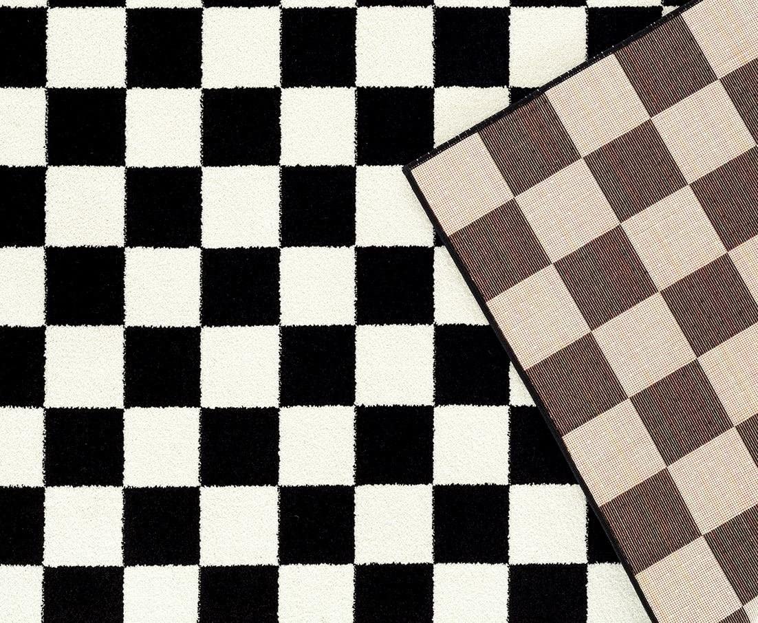 Checkered Black and White Area Rug