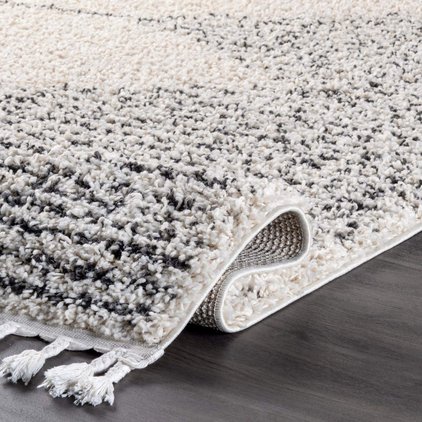 Moroccan Plush Soft Off-white Grey Shag Rug