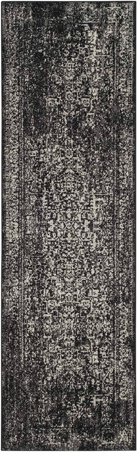 Vintage Oriental Black Grey Soft Area Rug