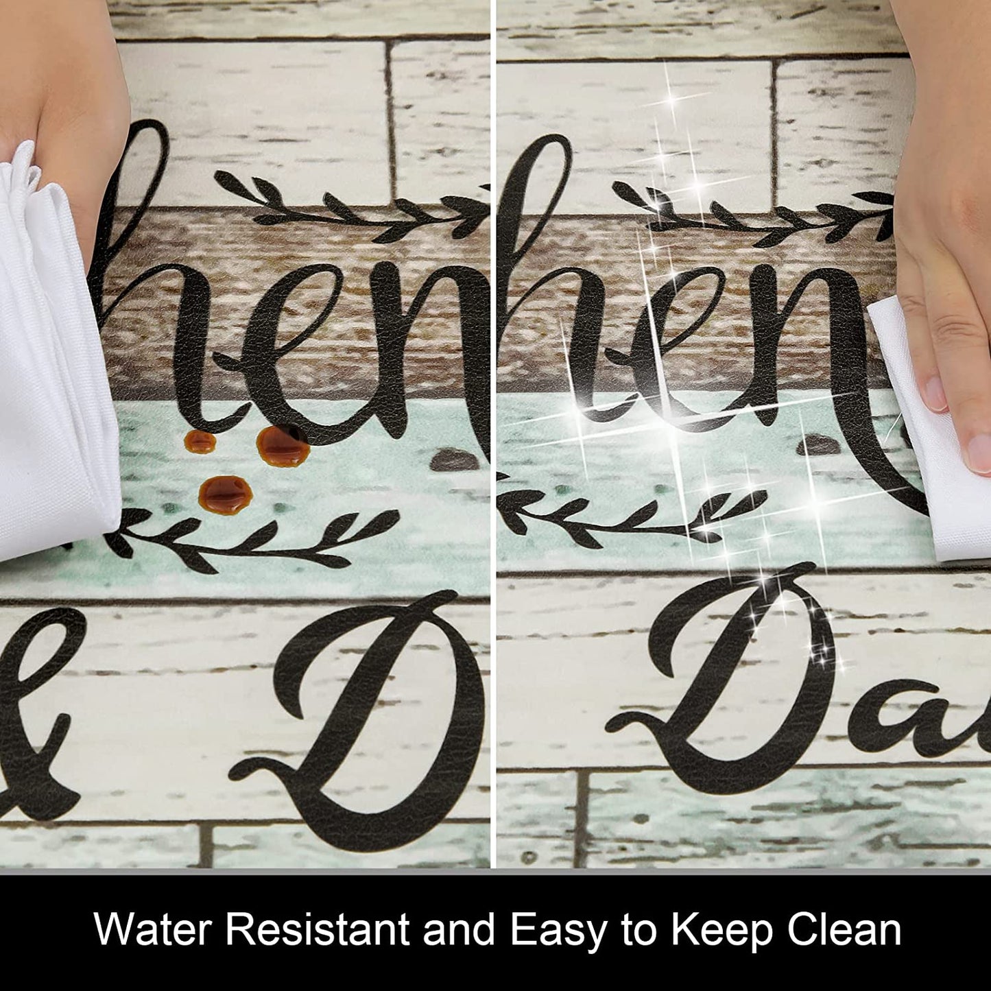 Anti Fatigue Set of 2 Waterproof Non Slip Farmhouse Cushioned Kitchen Mats Set