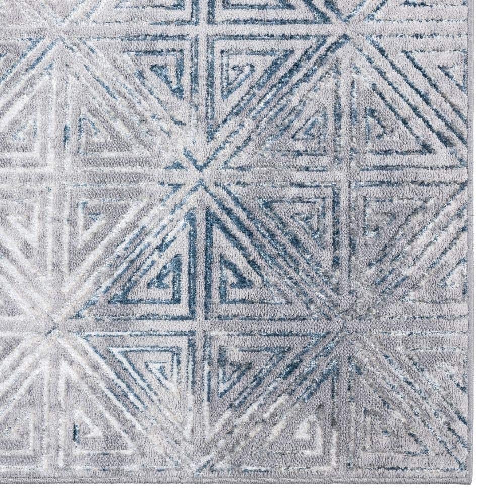Florance Collection Blue Modern Geometric Soft Area Rug