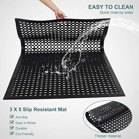 New Commercial Anti-Fatigue Non Slip Black Bar Floor Mats 36" x 60"