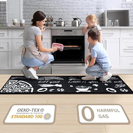 Sets of 2,Washable Non Slip Super Absorbent Kitchen Rugs and Mats, 17x48 Inch+17X24 Inch