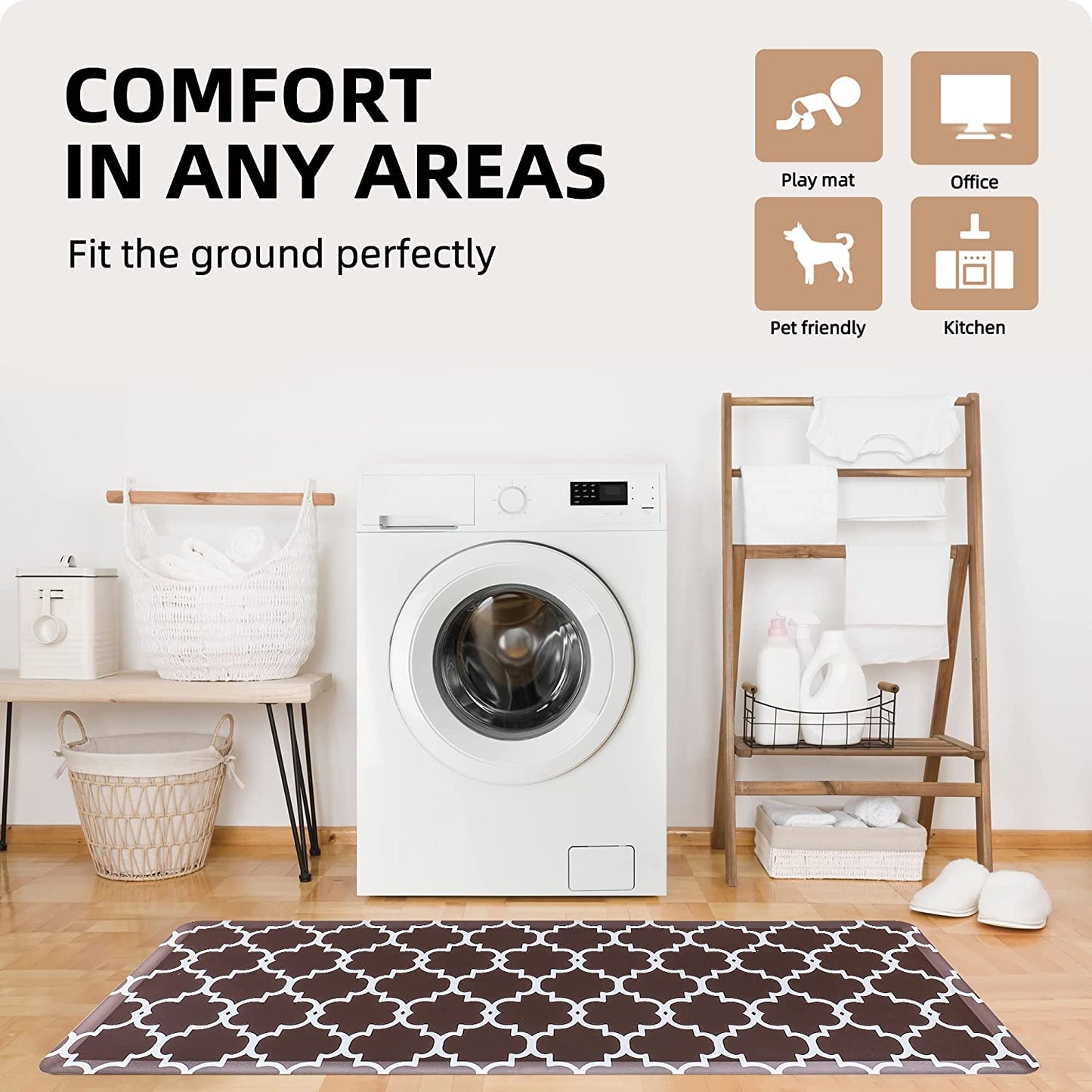1/2 Inch Thick Cushioned Anti Fatigue Waterproof Kitchen Rug, 17.3"x28"- Grey