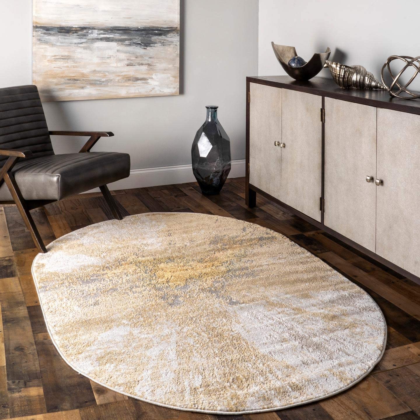 Cyn Abstract Area Rug, Gold