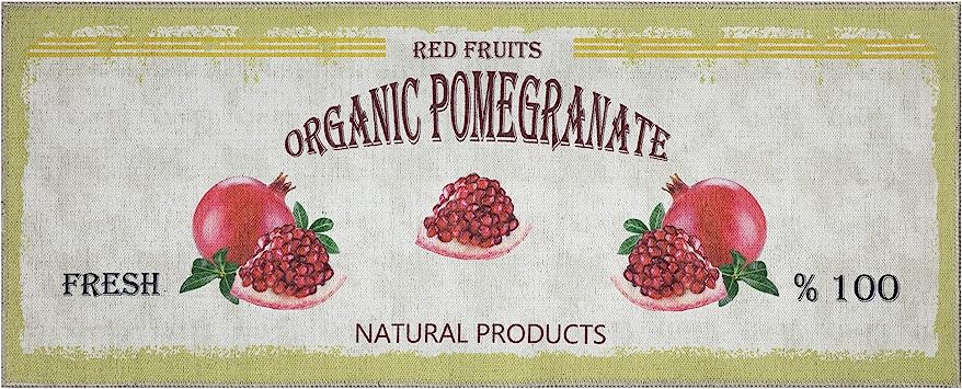 Machine Washable Wrinkle Free Coffee Cup Design Cotton 2 x 5 Kitchen Runner Rug (20" x 59", Beige)