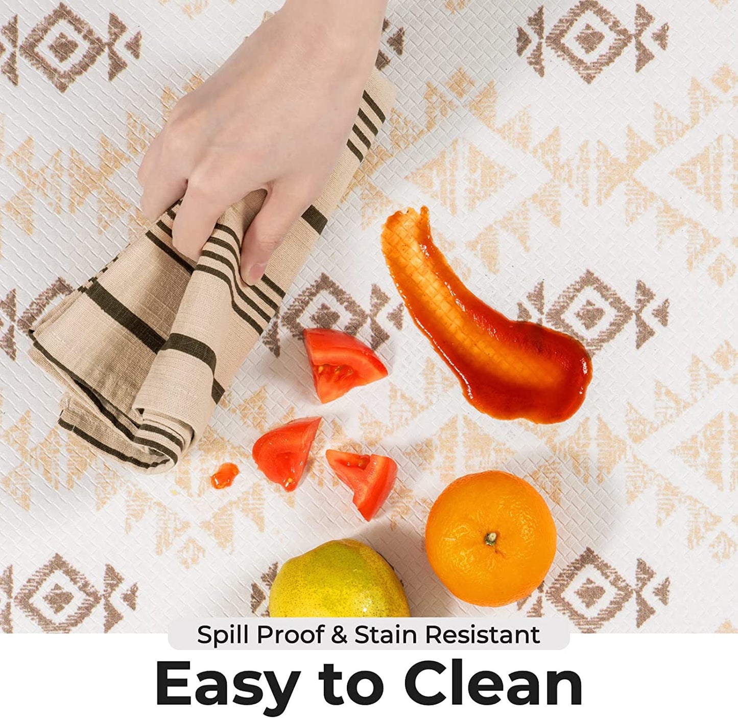 2 Piece Set, Anti Fatigue Waterproof & Non-Skid Boho Kitchen Rugs - 17x30+17x47