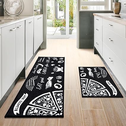 Sets of 2,Washable Non Slip Super Absorbent Kitchen Rugs and Mats, 17x48 Inch+17X24 Inch