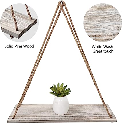 Set of 2 -17 x 5 inch Wall Hanging Floating Shelves -White Wash