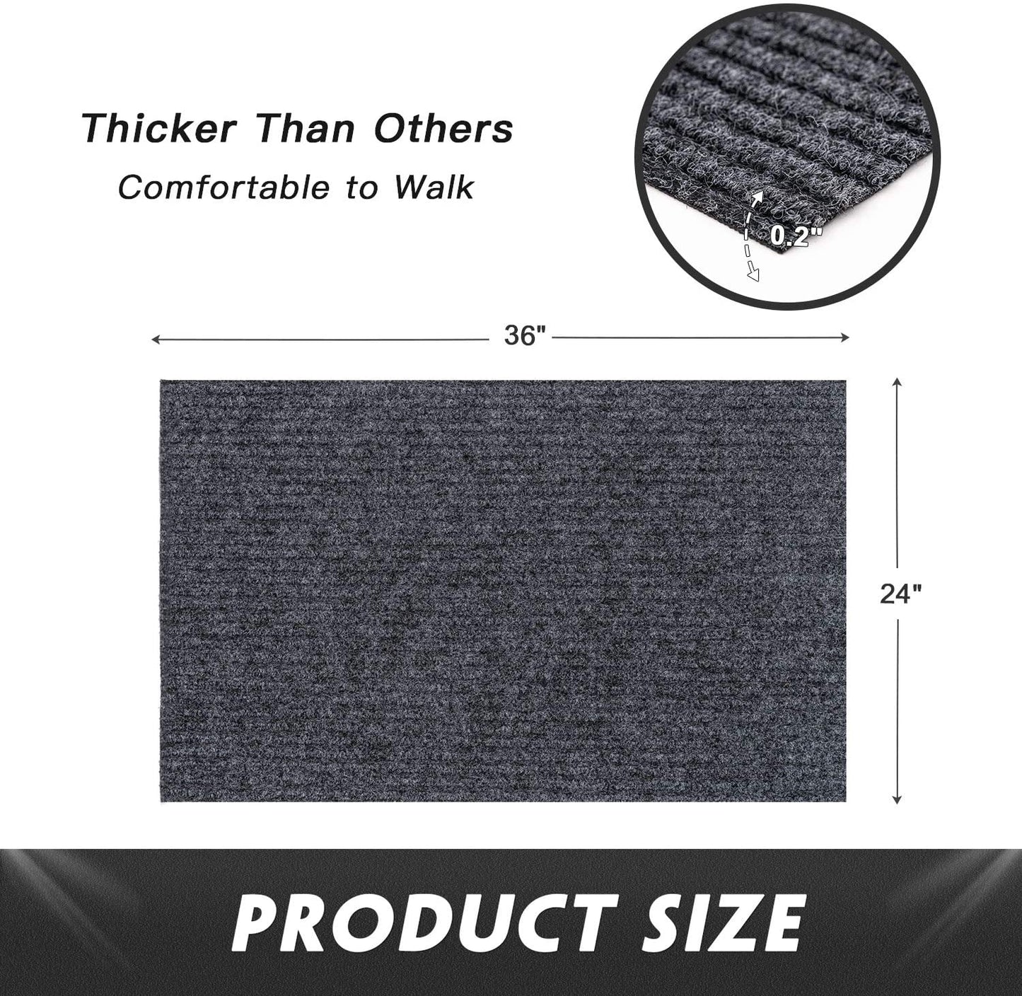 Front Door Mat Outdoor Indoor Doormat Welcome Mats Outside Entrance Shoe Grey,2 Pack