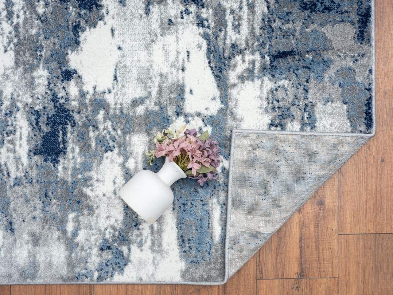Cambridge Collection Blue Grey Abstract Soft Area Rug