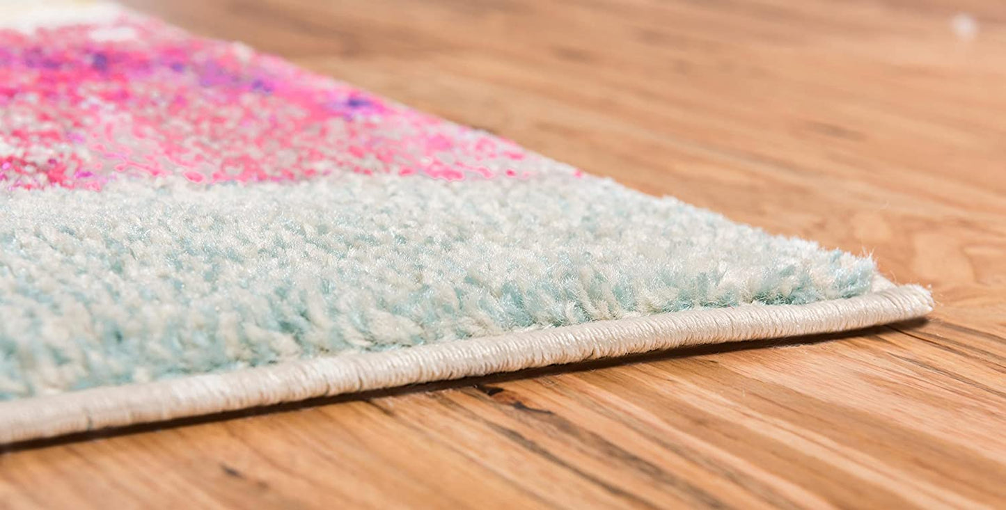 Estrella Collection Modern Abstract Pink Area Rug