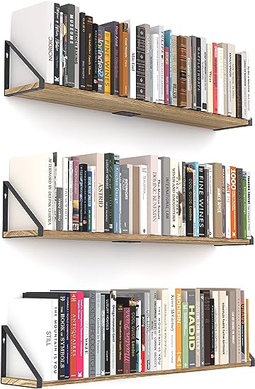 Deep Floating Shelves 10" D x 16.5" W Set of 4, (Dark Brown)