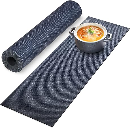 Heat Resistant Waterproof Trivet Table Runner Hot Plates Mat 12 X 40 Inch (Black Line)