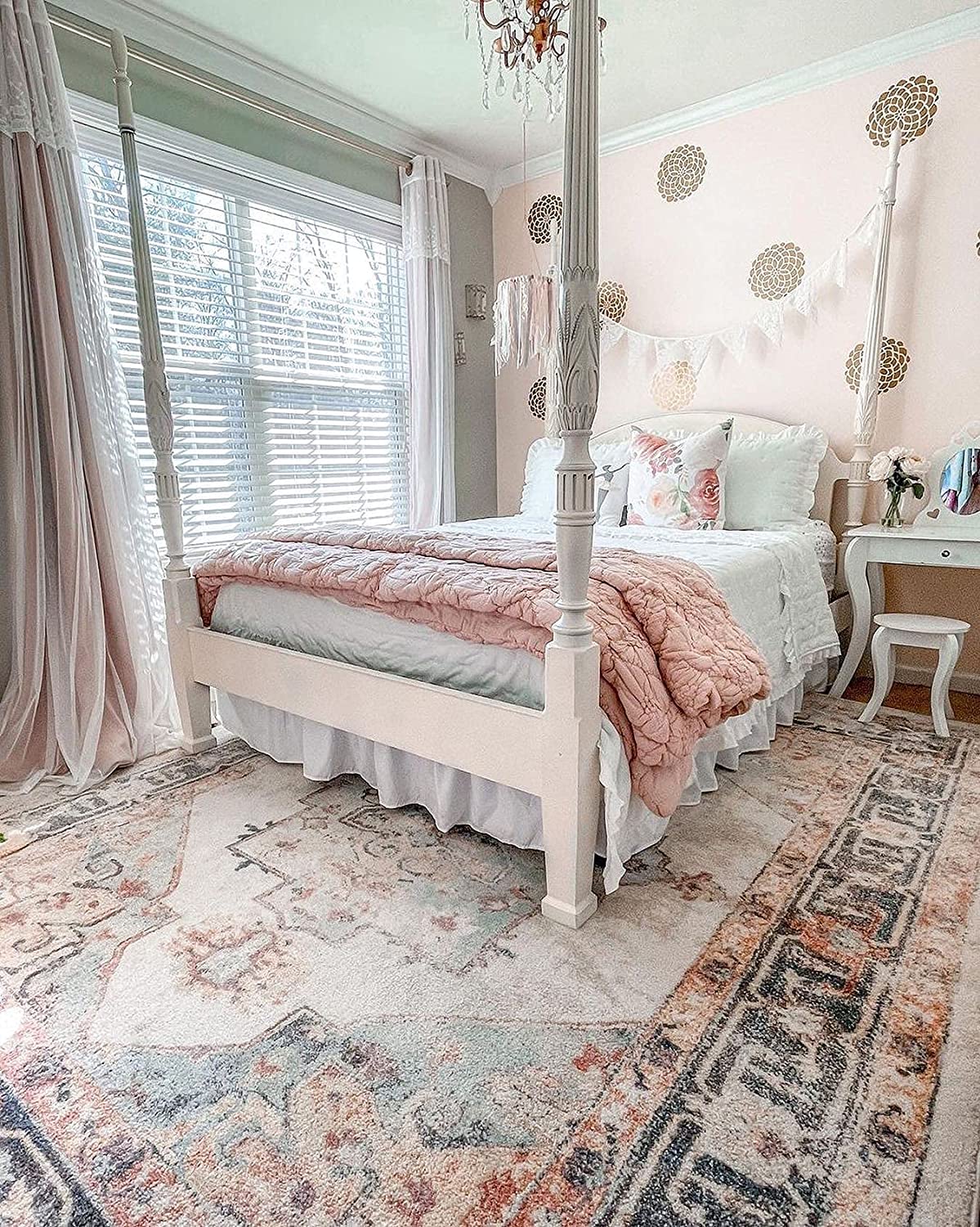 Medallion Ivory Multi Rustic Traditional Area Rug