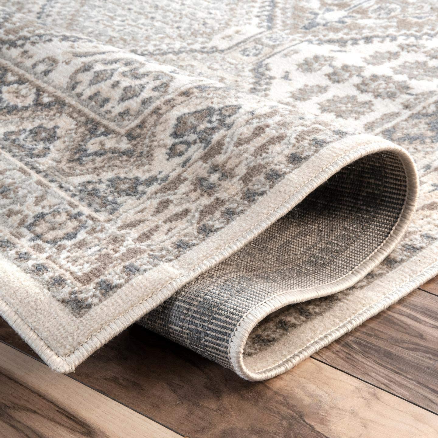 Becca Vintage Tile Area Rug, Oval, Beige