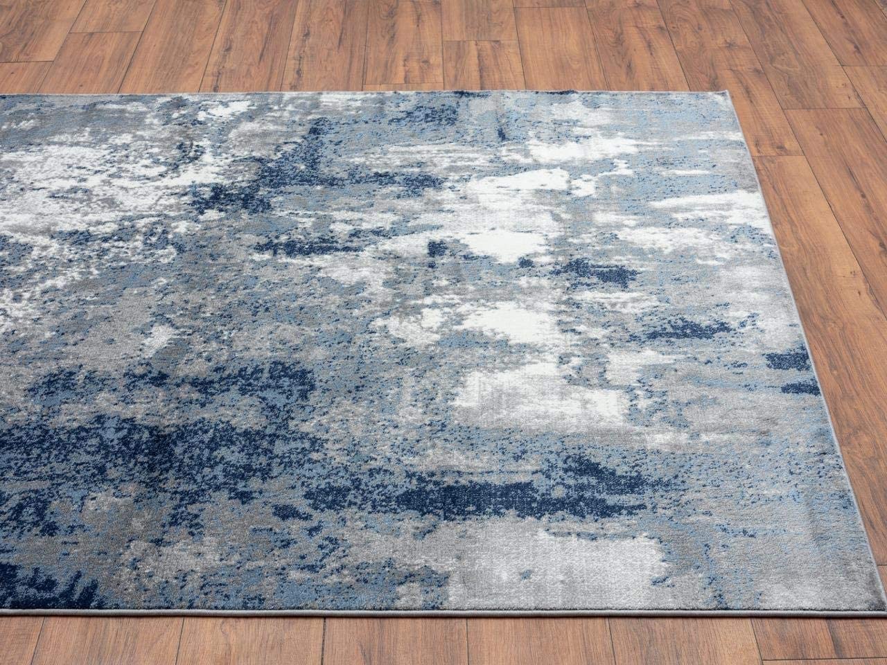 Cambridge Collection Blue Grey Abstract Soft Area Rug