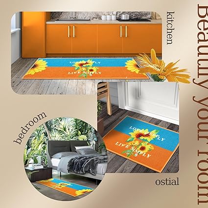 Sets of 2,Washable Non Slip Super Absorbent Kitchen Rugs and Mats, 17x48 Inch+17X24 Inch