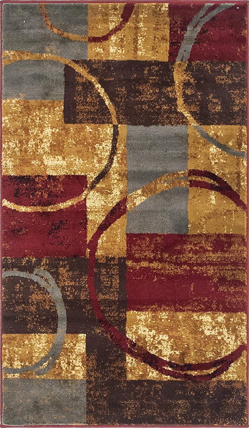 Modern Circles Rustic Warm Multi Soft Area Rug