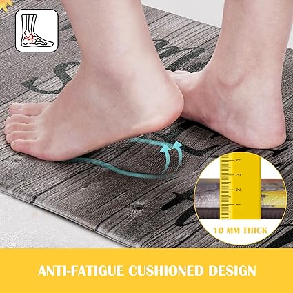 Modern Art Non Slip, Abstract Painting Cushioned Anti Fatigue, Waterproof Kitchen Mats, 18'' x 48'' + 18'' x 30''