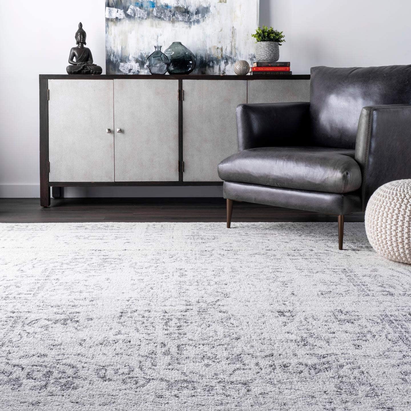 Distressed Vintage Grey Soft Area Rug
