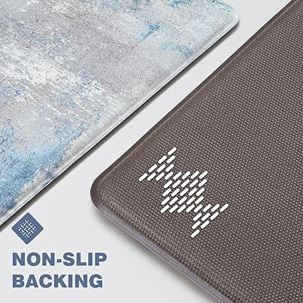Modern Art Non Slip, Abstract Painting Cushioned Anti Fatigue, Waterproof Kitchen Mats, 18'' x 48'' + 18'' x 30''