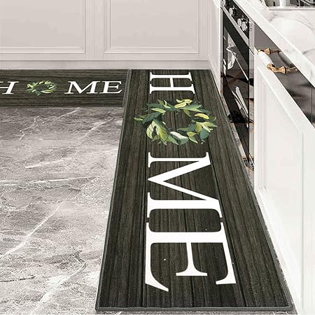 Washable Non-Skid Kitchen Rugs Floor Mats for Home Farmhouse Office, Durable Hallway Laundry Runner Rug Sink Area Rug (18"x29"+18"x47")-Home Design